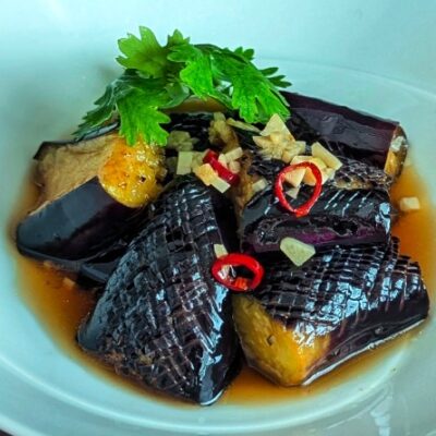 なすの揚げびたし　にんにくマシマシ