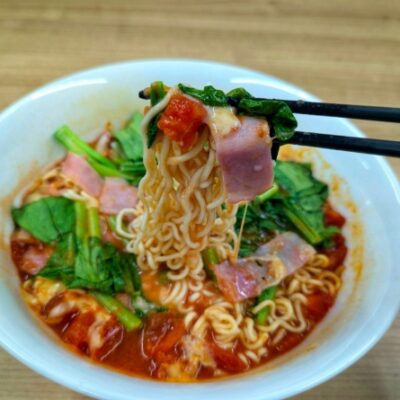 プデチゲスープのトマト麺（プデチゲスープ150gを使ったレシピ）